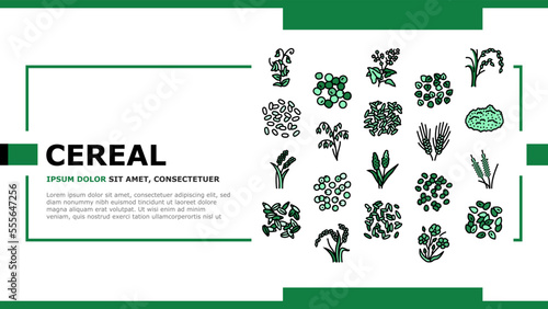cereal plant healthy food landing web page vector. breakfast bowl, milk corn, wheat grain, snack morning, organic meal, sweet cereal plant healthy food Illustration