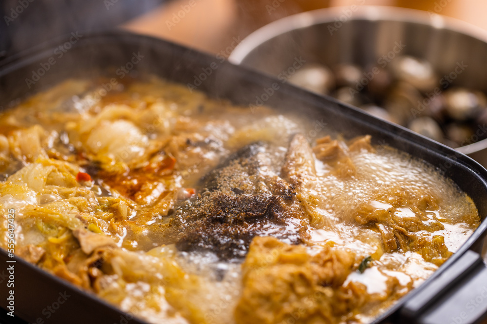 Homemade fish head soup hot pot Homemade fish head soup hot pot