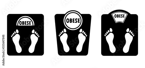 Help, obese calories. Diet scale or weighing scale. Balance obesity problem. Vector weight scale icon. World diabetes day. People on unhealthy with overweight. BMI concept.