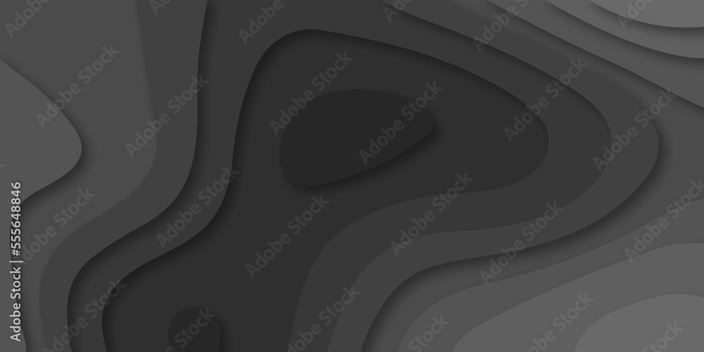 Geometric papercut black luxury background and elements, topography map concept. Abstract paper cut layered black posters. Fluid shapes brochure template. For banner, identity card, cover. Geometric papercut black luxury background and elements, topography map concept. Abstract paper cut layered black posters. Fluid shapes brochure template. For banner, identity card, cover.