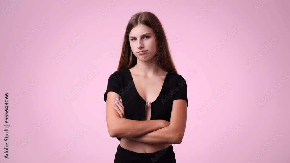 4k slow motion video of one girl with negative facial expression. 4k slow motion video of one girl with negative facial expression.