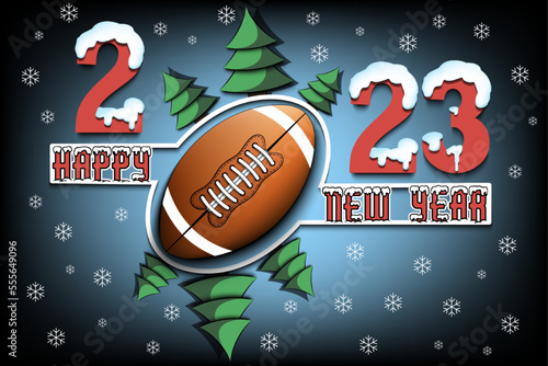 Happy New Year 2023 and football ball