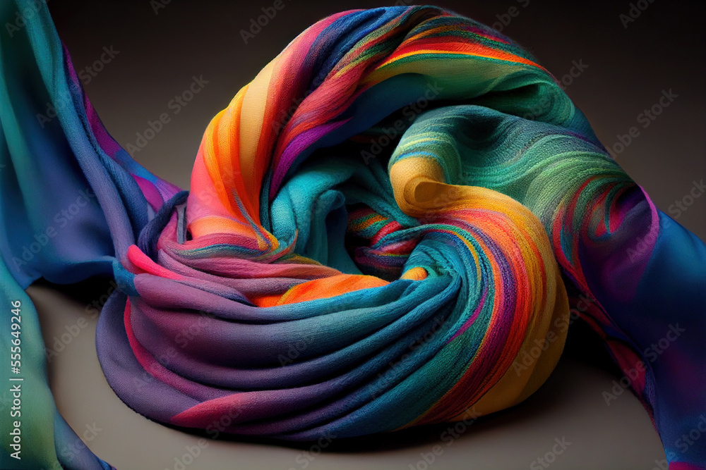 Abstract colorful cloth with elegant folds, Generative AI