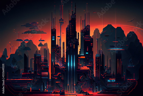 Abstract futuristic city, Generative AI