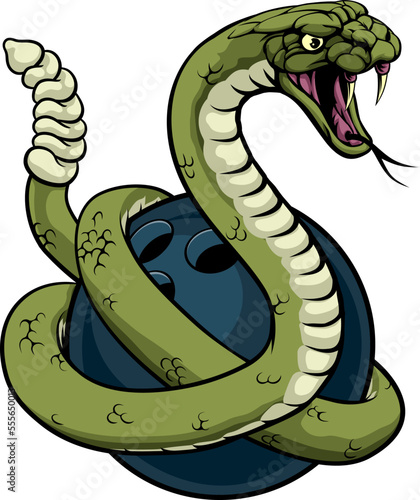 A rattlesnake snake ten pin bowling ball animal sports team mascot