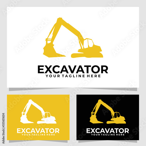 excavator logo vector design silhouette