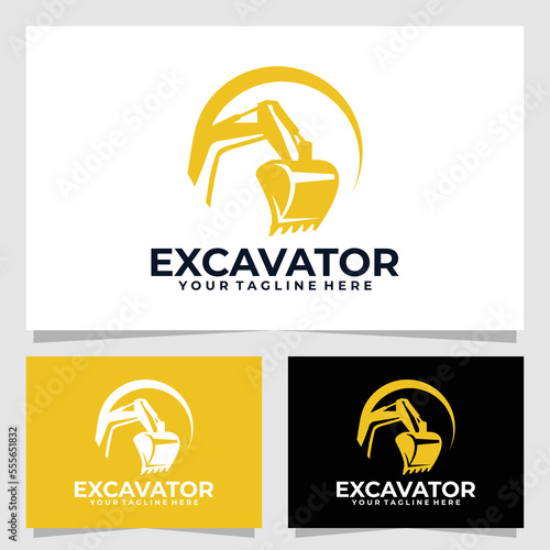 excavator logo vector design silhouette