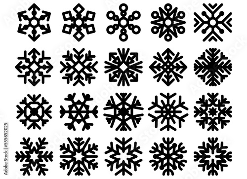 snowflake icon set vector isolated white background