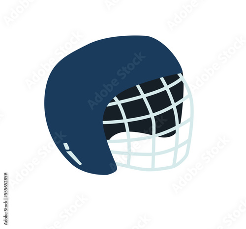 Ice hockey helmet. Safety equipment ice hockey. Flat single cartoon.