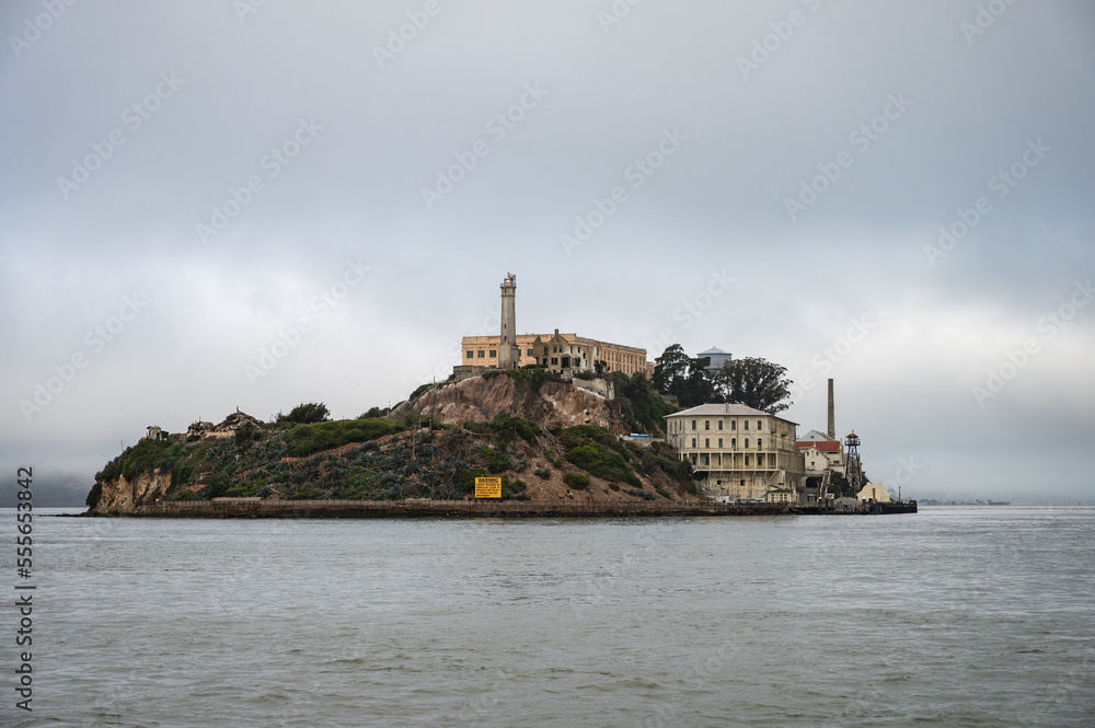 Landscape of Alcatraz prison island 