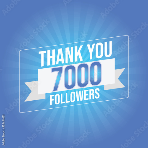 Thank you design Greeting card template for social networks followers, subscribers, like. 7000 followers. 7k followers celebration
