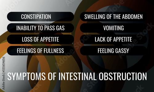 symptoms of Intestinal obstruction. Vector illustration for medical journal or brochure. photo