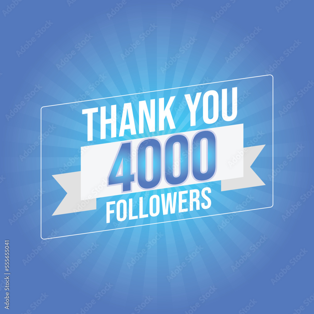 Thank you 4000 followers congratulation template banner. 4k followers celebration
