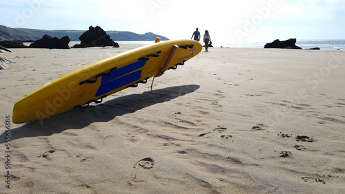 Rescue Board on sandy beach. photo