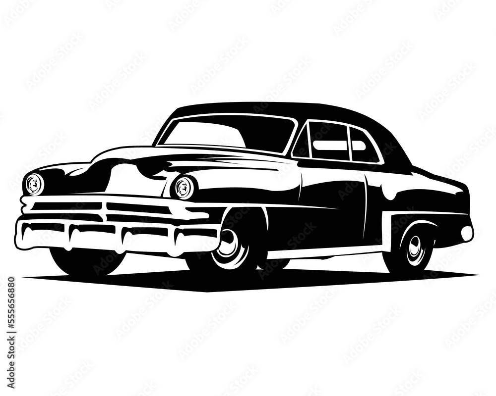 1970's classic car isolated side view white background. best for logos, badges, emblems, icons, available in eps 10.