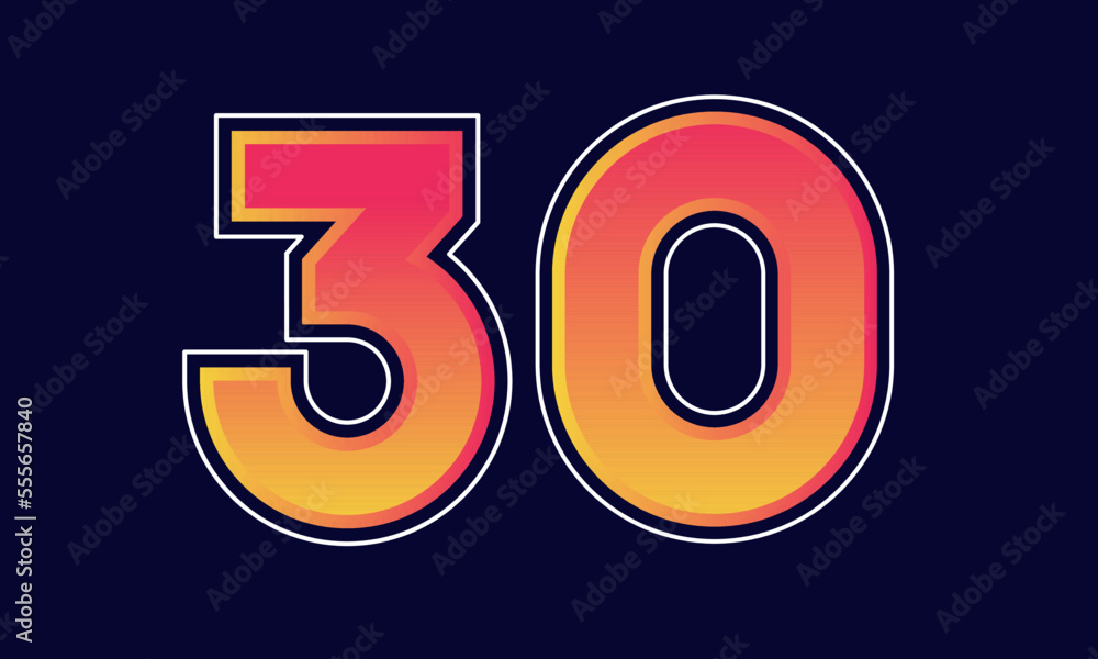 30 Number New Orange Sport Line Logo 30 Number New Orange Sport Line Logo