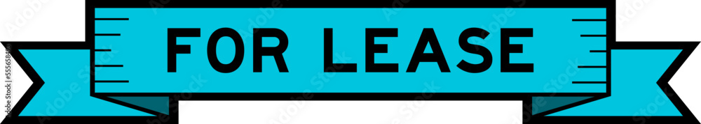 Ribbon label banner with word for lease in blue color on white background Ribbon label banner with word for lease in blue color on white background