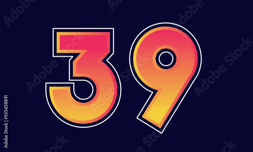 39 Number New Orange Sport Line Logo