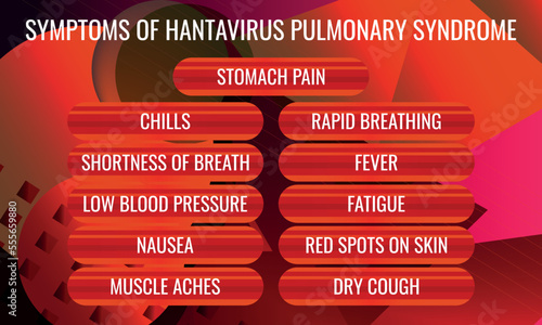 symptoms of Hantavirus pulmonary syndrome. Vector illustration for medical journal or brochure.