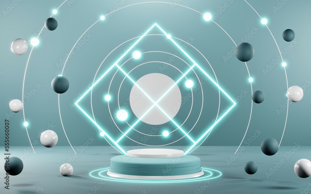 3D render of Podium background in blue tones for displaying cream products. cosmetics 3D render of Podium background in blue tones for displaying cream products. cosmetics