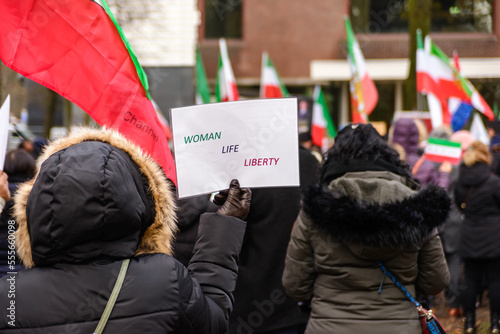 Obraz na plátně 21 December 2022, The Hague, Netherlands, Iranian protesters demand from the Dut