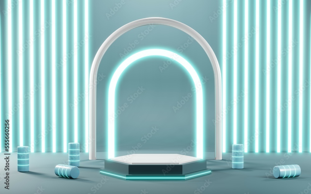 3D render of Podium background in blue tones for displaying cream products. cosmetics 3D render of Podium background in blue tones for displaying cream products. cosmetics