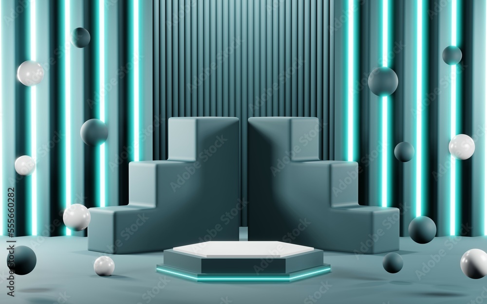 3D render of Podium background in blue tones for displaying cream products. cosmetics 3D render of Podium background in blue tones for displaying cream products. cosmetics