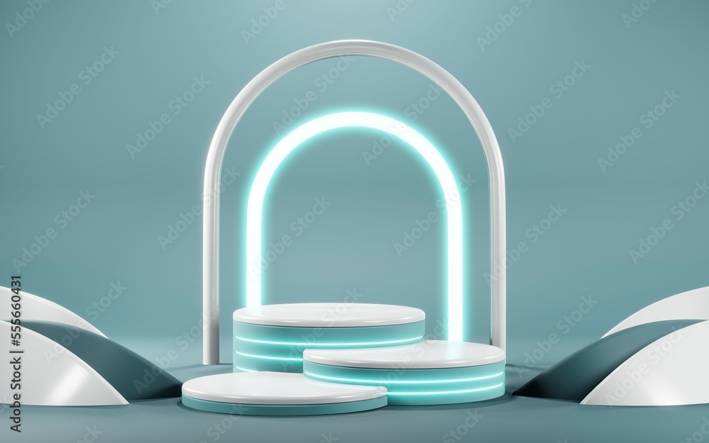 3D render of Podium background in blue tones for displaying cream products. cosmetics 3D render of Podium background in blue tones for displaying cream products. cosmetics