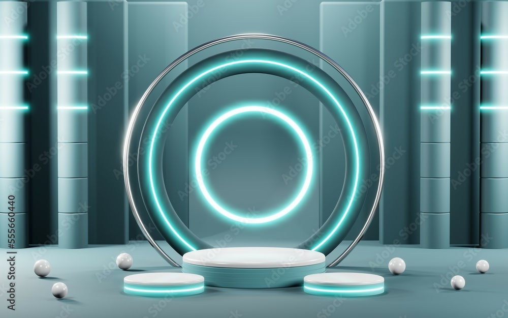 3D render of Podium background in blue tones for displaying cream products. cosmetics 3D render of Podium background in blue tones for displaying cream products. cosmetics