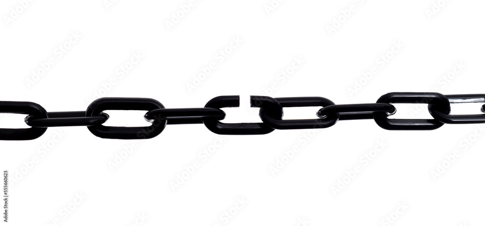 Obraz premium Black plastic chain on white background