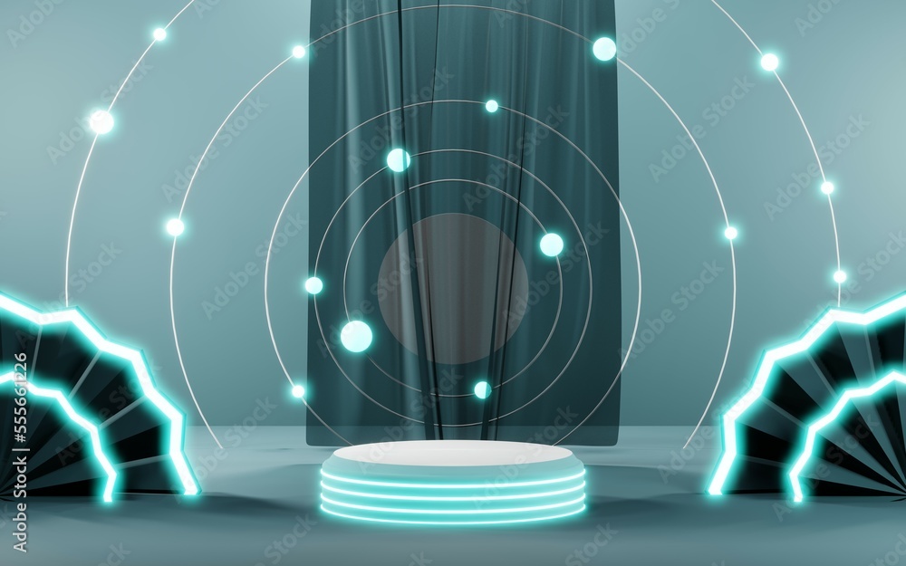 3D render of Podium background in blue tones for displaying cream products. cosmetics 3D render of Podium background in blue tones for displaying cream products. cosmetics