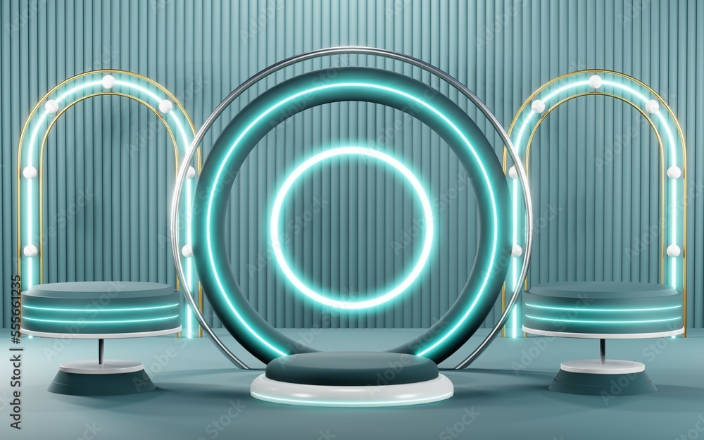 3D render of Podium background in blue tones for displaying cream products. cosmetics 3D render of Podium background in blue tones for displaying cream products. cosmetics
