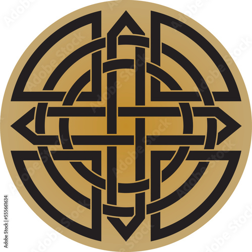 Vector gold and black Celtic knot. Ornament of ancient European peoples. The sign and symbol of the Irish, Scots, Britons, Franks..