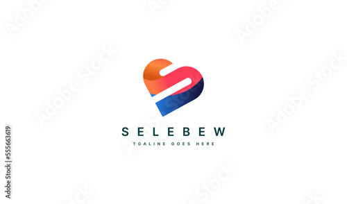 Initial letter S love, heart logo design. letter S heart usable for business and company branding logos. Letter S with heart flat vector logo design template element.