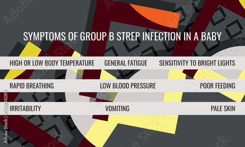 signs of group b strep infection in newborns. Vector illustration for medical journal or brochure.