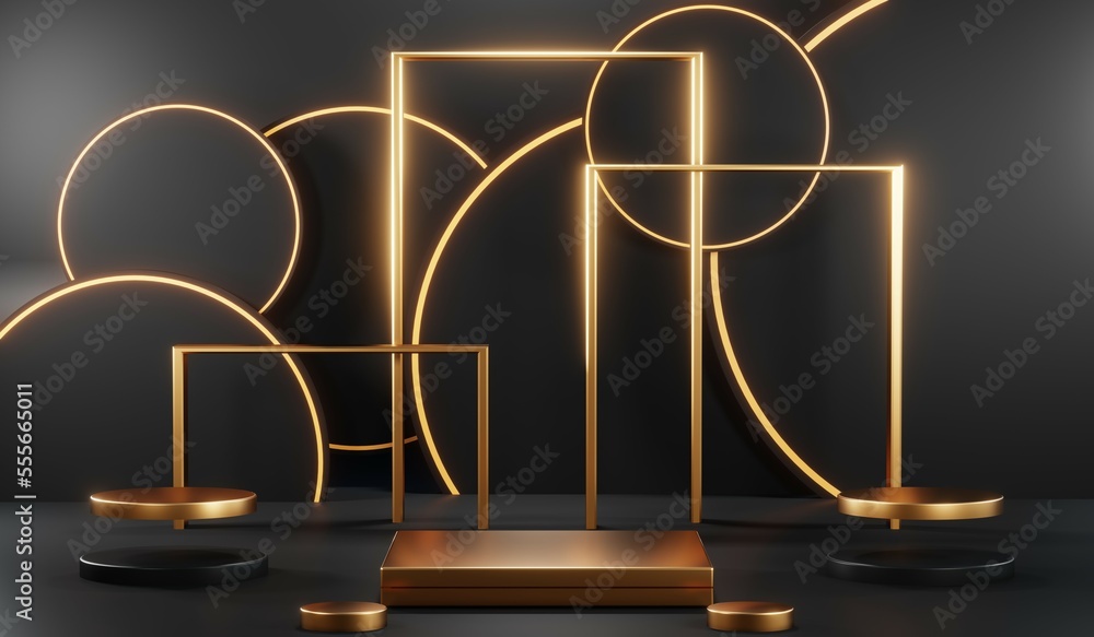 3D rendering of blank product background for cream cosmetics Modern black podium background 3D rendering of blank product background for cream cosmetics Modern black podium background