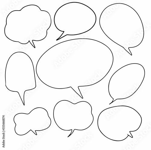 set hand drawn doodle speech bubbles. vector design illustration