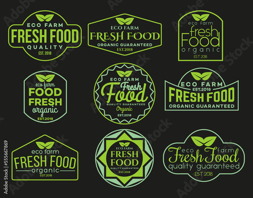 Set of labels with eco food logo