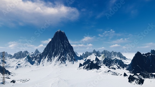 Giant mountain peak among mountain peaks