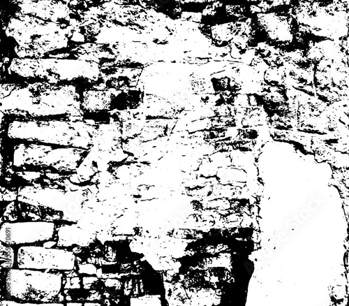 Wallpaper Mural Texture of old dark gloomy dirty crumbling brick wall of ancient facade. Uneven pitted rot surface of fissured brickwork. Rusted ragged flaky particles. Decayed daub brickwall background for 3D design Torontodigital.ca