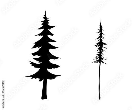 Set of black christmas trees. Vector objects for creating patterns, wallpapers, and decorations.

