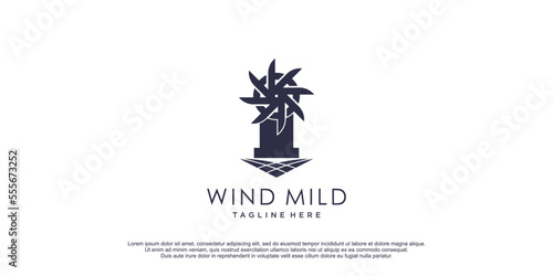 Windmill logo with creative concept design icon illustration