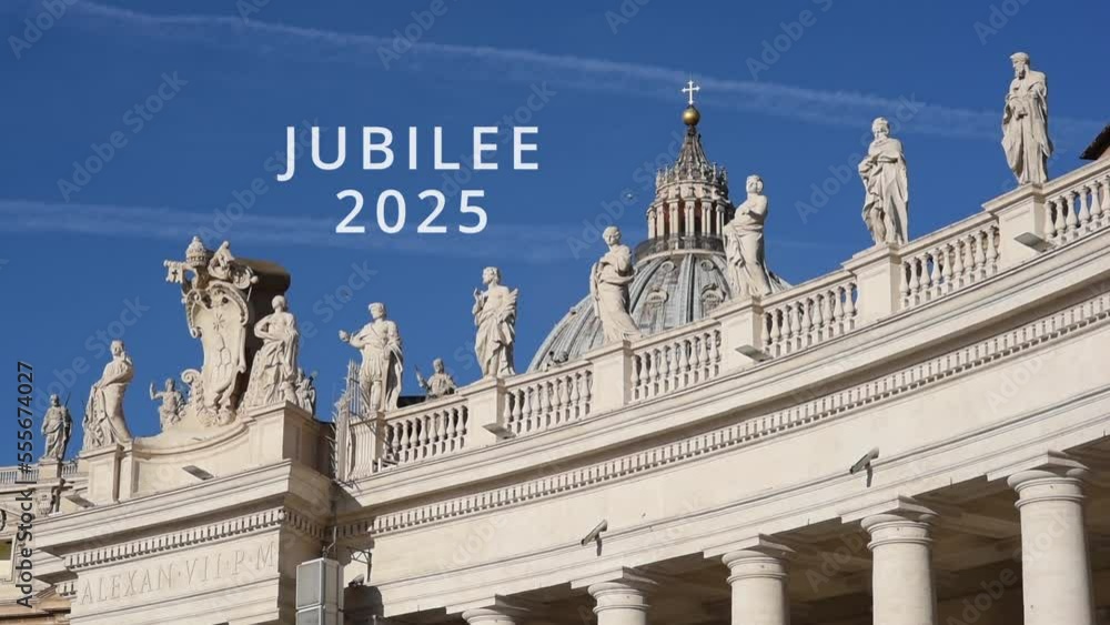 Vatican Jubilee year 2025 opener title on St Peter's basilica dome