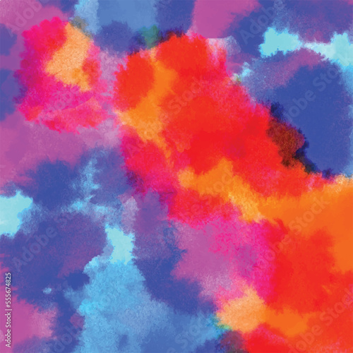 Abstract red, blue, orange, and purple brush stroke watercolor aquarelle sumi textured square vector background. Wallpaper with empty space for cover, title, poster, and other purposes.