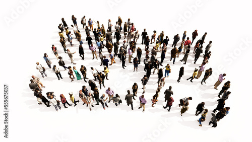 Concept conceptual large community of people forming the image of a graduate diploma on white background. A 3d illustration metaphor for academic achievement, knowledge, learning, future professional