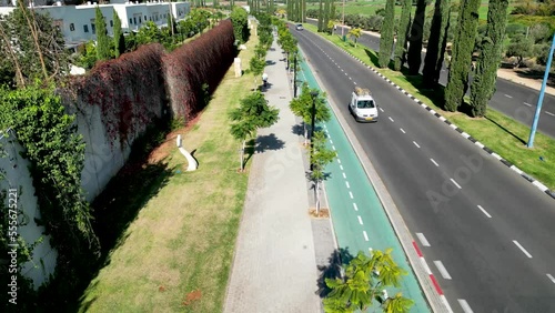 4k Drone Video- Rehovot Eastern Boardwalk and the last remains of the  old historical orange fruit orchards and vast agricultural open fields on the Eastern outskirts of the city of Rehovot- Israel