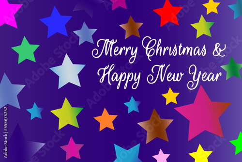 New Year decorative background with snowflakes and stars