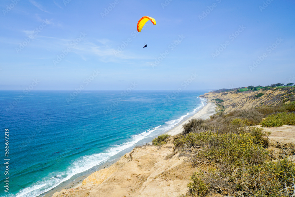 Paraglider Over California Ocean Background Paraglider Over California Ocean Background