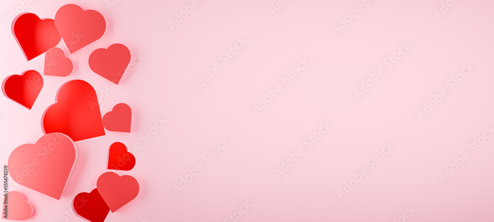 valentines day background of 3d hearts poster anniversary banner with ...