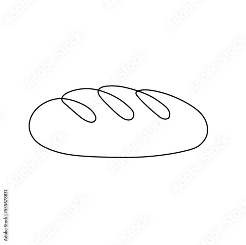 Vector isolated small simple minimal one single line loaf bread  colorless black and white contour line easy drawing